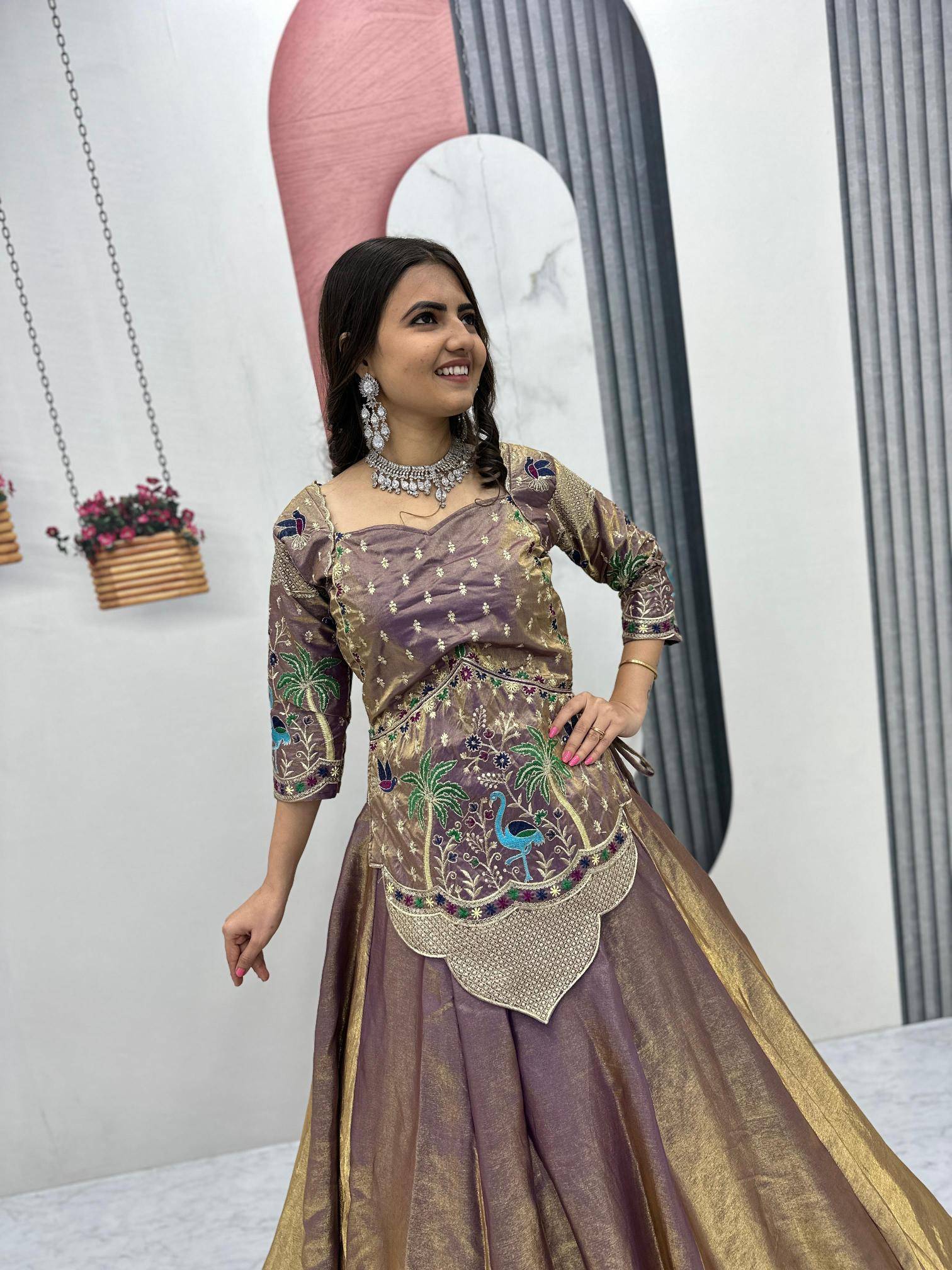 Tapi 312 silk satin Purple Fancy lehenga choli